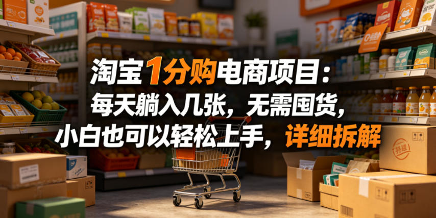 淘宝1分购电商项目:每天躺入几张,无需囤货,小白也可以轻松上手,详细拆解-小灰云创