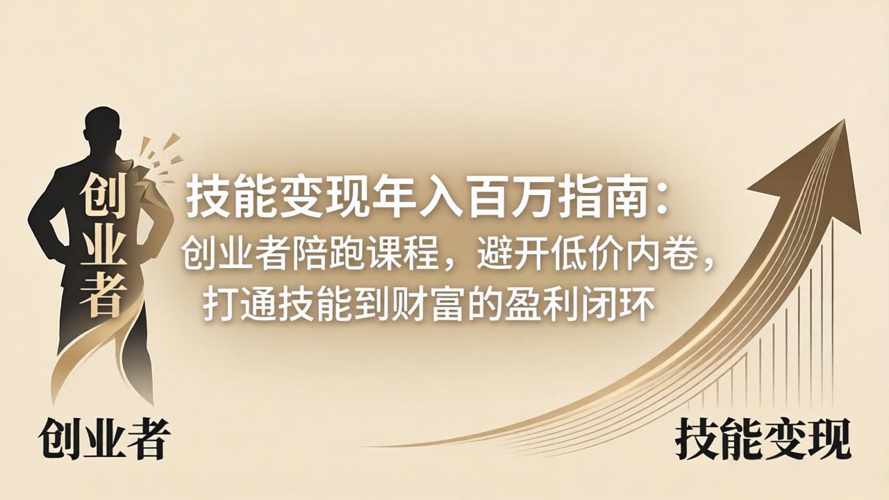 技能变现年入百万指南：创业者陪跑课程，避开低价内卷，打通技能到财富的盈利闭环-小灰云创