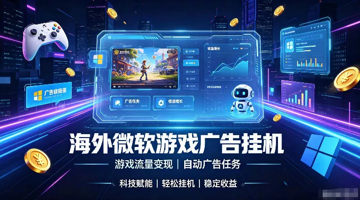 海外游戏广告自动挂G，轻资产海外副业风口，单设备稳定产出500+【揭秘】-小灰云创