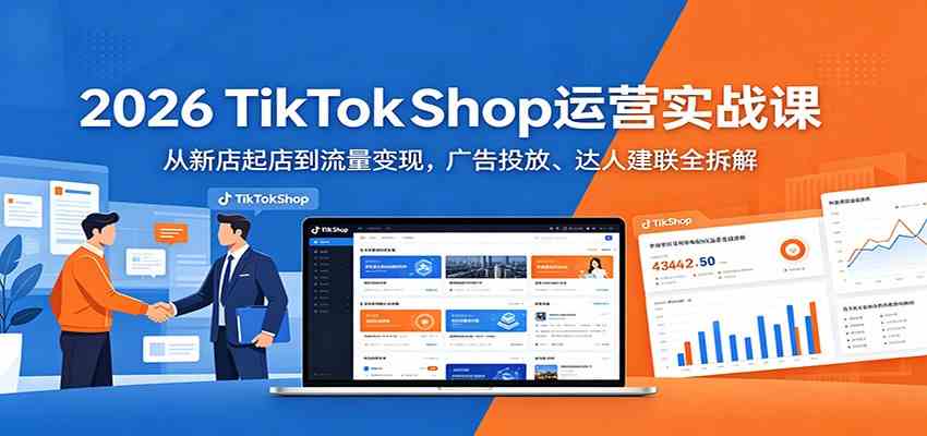 2026 TikTokShop运营实战课：从新店起店到流量变现，广告投放、达人建联全拆解-小灰云创