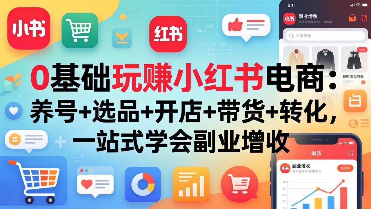 （17949期）0基础玩赚小红书电商：养号+选品+开店+带货+转化，一站式学会副业增收 - 小灰云创-小灰云创