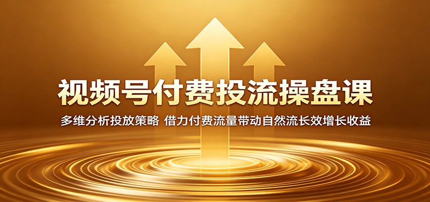 视频号付费投流操盘课：多维分析投放策略，借力付费流量带动自然流长效增长收益-小灰云创
