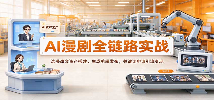 AI漫剧全链路实战:选书改文资产搭建,生成剪辑发布,关键词申请引流变现 AI漫剧全链路实战:选书改文资产搭建,生成剪辑发布,关键词申请引流变现