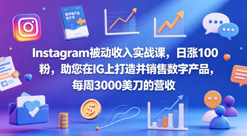 Instagram被动收入实战课，日涨100粉，助您在IG上打造并销售数字产品，每周3000美刀的营收【原创双语字幕】-小灰云创
