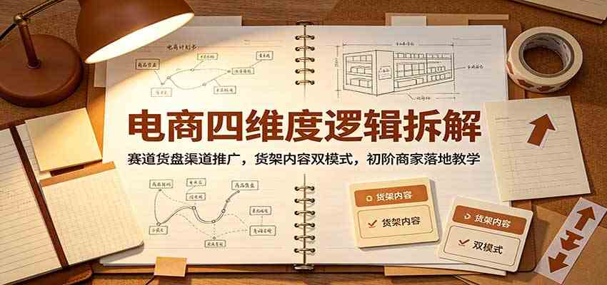 电商四维度逻辑拆解：赛道货盘渠道推广，货架内容双模式，初阶商家落地教学-小灰云创