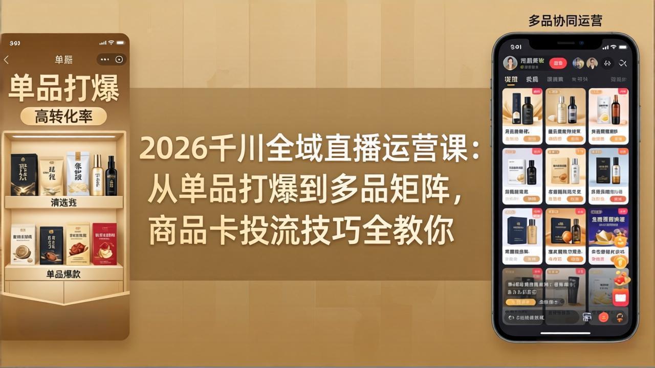 2026千川全域直播运营课：从单品打爆到多品矩阵，商品卡投流技巧全教你-小灰云创