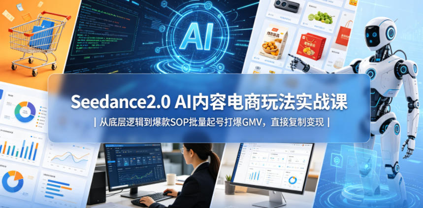 Seedance2.0 AI内容电商玩法实战课｜从底层逻辑到爆款SOP批量起号打爆GMV，直接复制变现-小灰云创