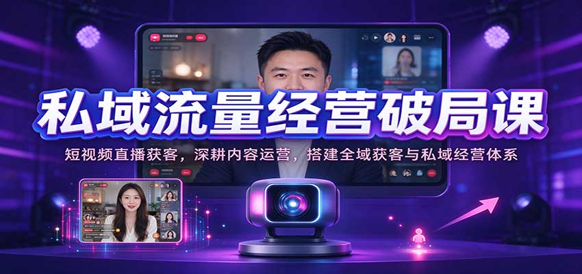 私域流量经营破局课:短视频直播获客,深耕内容运营,搭建全域获客与私域经营体系 私域流量经营破局课:短视频直播获客,深耕内容运营,搭建全域获客与私域经营体系