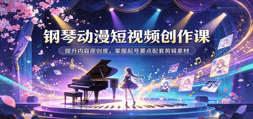 钢琴动漫短视频创作课：提升内容原创度，掌握起号要点配套剪辑素材-小灰云创