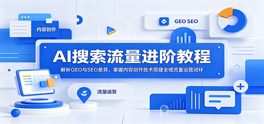 AI搜索流量进阶教程：解析GEO与SEO差异，掌握内容创作技术搭建全域流量运营闭环-小灰云创