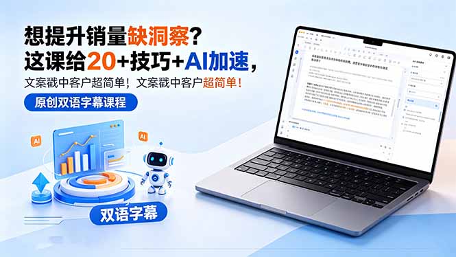 想提升销量缺洞察？这课给 20 + 技巧 + AI 加速，文案戳中客户超简单！【原创双语字幕】-小灰云创