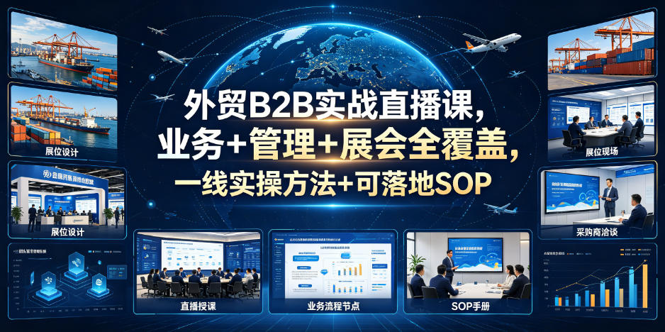 外贸B2B实战直播课，业务+管理+展会全覆盖，一线实操方法+可落地SOP-小灰云创