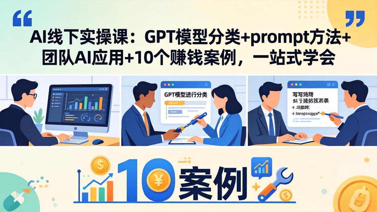 AI线下实操课：GPT模型分类+prompt方法+团队AI应用+10个赚钱案例，一站式学会 - 小灰云创-小灰云创