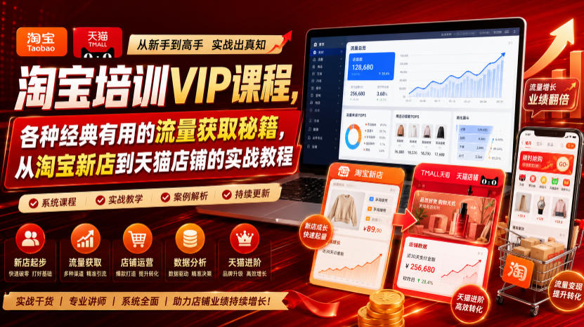 淘宝培训VIP课程，各种经典有用的流量获取秘籍，从淘宝新店到天猫店铺的实战教程（更新7月29日）-小灰云创
