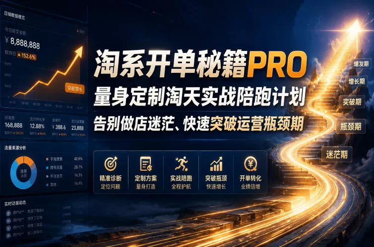 淘系开单秘籍PRO,量身定制淘天实战陪跑计划,告别做店迷茫、快速突破运营瓶颈期(更新260906)-小灰云创