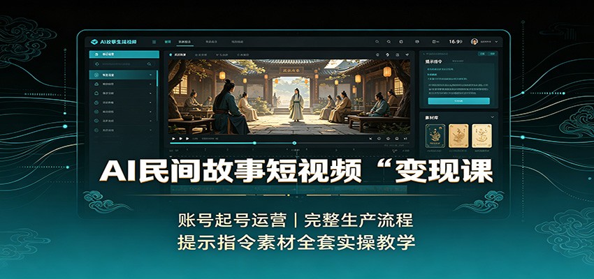 AI民间故事短视频变现课:账号起号运营,完整生产流程,提示指令素材全套实操教学-小灰云创
