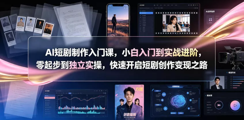 AI短剧制作入门课，小白入门到实战进阶，零起步到独立实操，快速开启短剧创作变现之路-小灰云创