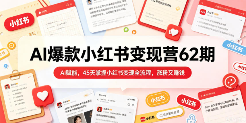 AI爆款小红书变现营62期2026年5月，AI赋能，45天掌握小红书变现全流程，涨粉又賺钱-小灰云创