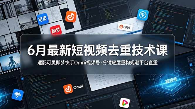 （19031期）6月最新短视频去重技术课，适配可灵即梦快手Omni视频号，分镜底层重构规避平台查重-小灰云创