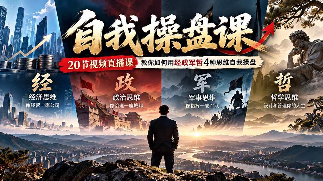 （20626期）【无水印】自我操盘课，20节视频直播课教你如何用经政军哲4种思维自我操盘（更新0924）-小灰云创