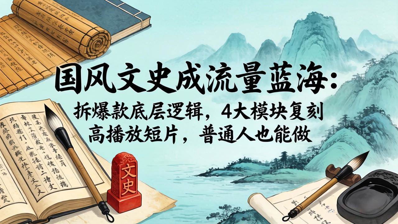（18227期）国风文史成流量蓝海：拆爆款底层逻辑，4大模块复刻高播放短片，普通人也能做-小灰云创