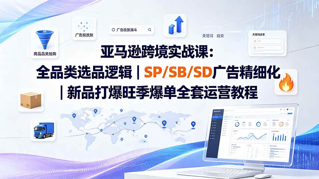 （19563期）亚马逊跨境实战课-更新：全品类选品逻辑｜SP/SB/SD广告精细化｜新品打爆旺季爆单全套运营教程-小灰云创