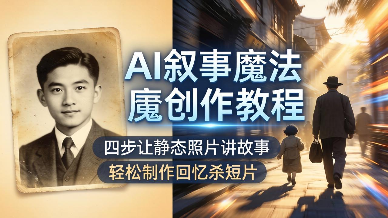 AI叙事魔法创作教程，四步让静态照片讲故事，老照片修复加动态特效，轻松制作回忆杀短片-小灰云创