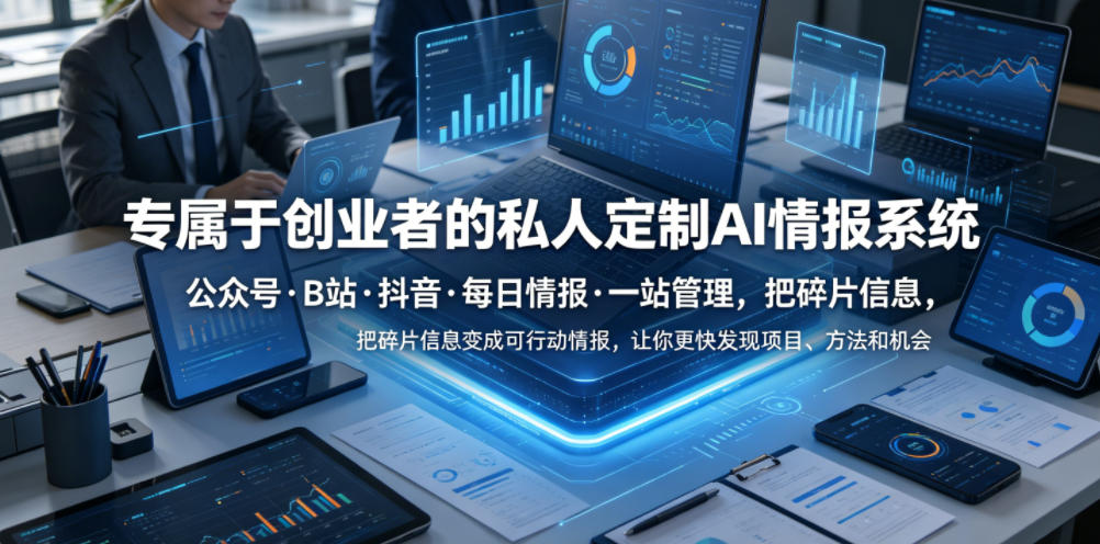 专属于创业者的私人定制AI情报系统，公众号·B站·抖音·每日情报·一站管理，把碎片信息变成可行动情报，让你更快发现项目、方法和机会-小灰云创