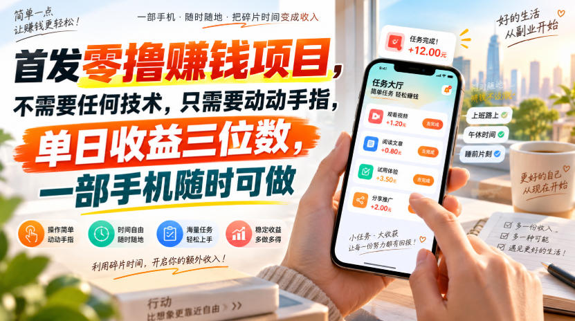 首发零撸賺钱项目,不需要任何技术,只需要动动手指,单日收益三位数,一部手机随时可做【揭秘】-小灰云创
