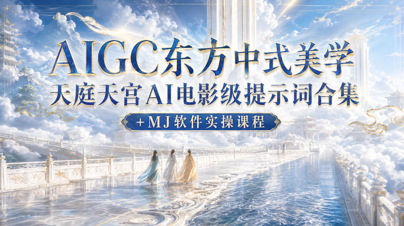 AIGC东方中式美学天庭天宫AI电影级提示词合集+MJ软件实操课程-小灰云创