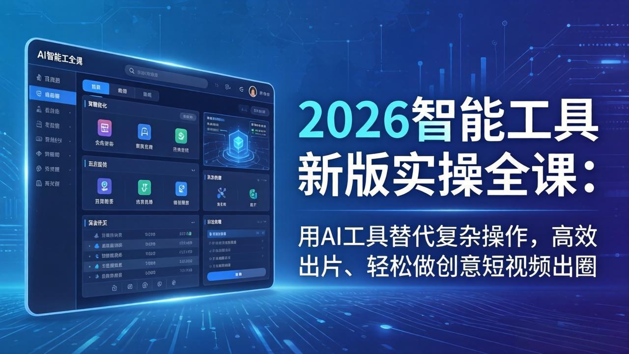 2026智能工具新版实操全课：用AI工具替代复杂操作，高效出片、轻松做创意短视频出圈 - 小灰云创-小灰云创