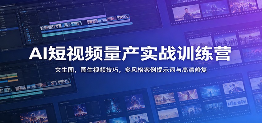 AI短视频量产实战训练营：文生图，图生视频技巧，多风格案例提示词与高清修复-小灰云创