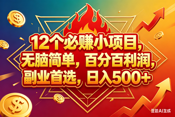 （18272期）12个必赚钱的小项目，百分百赚米，无脑简单，副业首选，日入600+-小灰云创