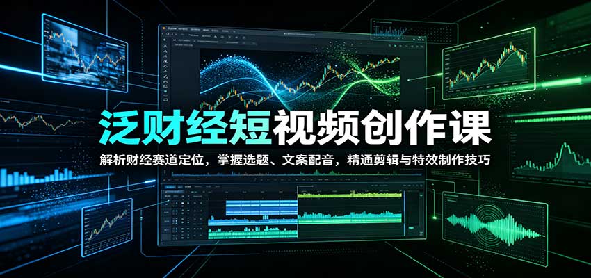 泛财经短视频创作课：解析财经赛道定位，掌握选题、文案配音，精通剪辑与特效制作技巧-小灰云创