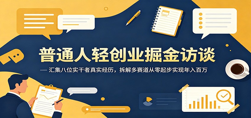 普通人轻创业掘金访谈：汇集八位实干者真实经历，拆解多赛道从零起步实现年入百万-小灰云创