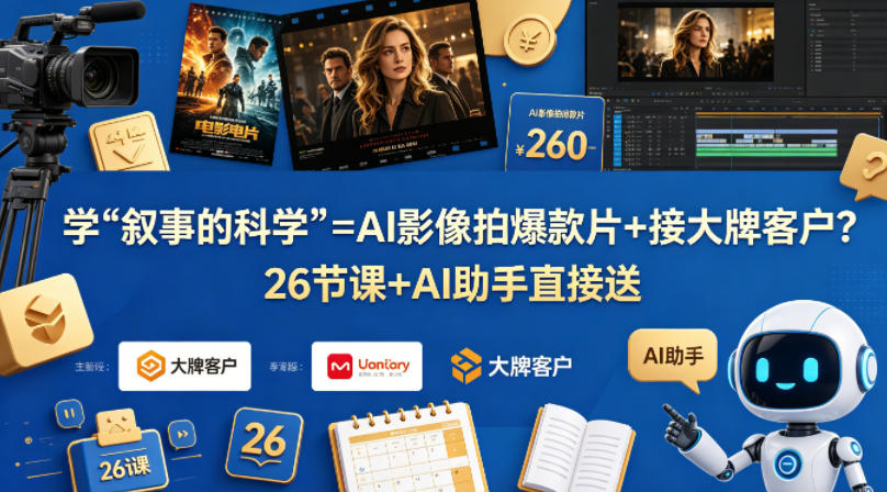 学《叙事的科学》=AI影像拍爆款片+接大牌客户？26节课+AI助手直接送【原创双语字幕】-小灰云创