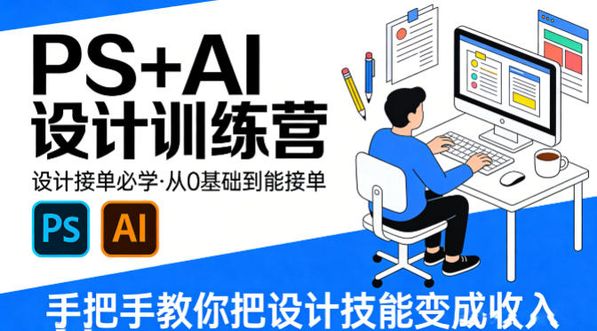 设计接单必学，PS+AI设计训练营，从0基础到能接单，手把手教你把设计技能变成收入-小灰云创