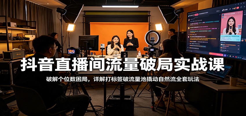 抖音直播间流量破局实战课：破解个位数困局，详解打标签破流量池撬动自然流全套玩法-小灰云创
