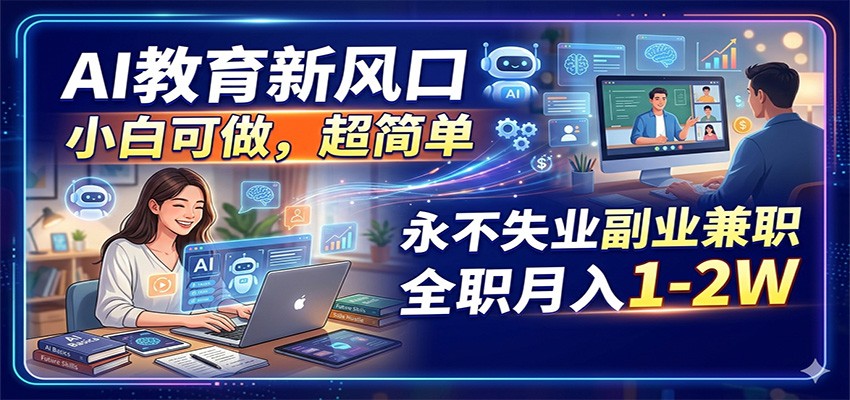 AI教育新风口，小白可做，超简单，永不失业副业兼职 全职月入1-2W-小灰云创