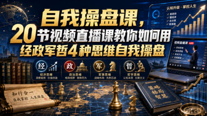 【无水印】自我操盘课，20节视频直播课教你如何用经政军哲4种思维自我操盘（更新0924）-小灰云创