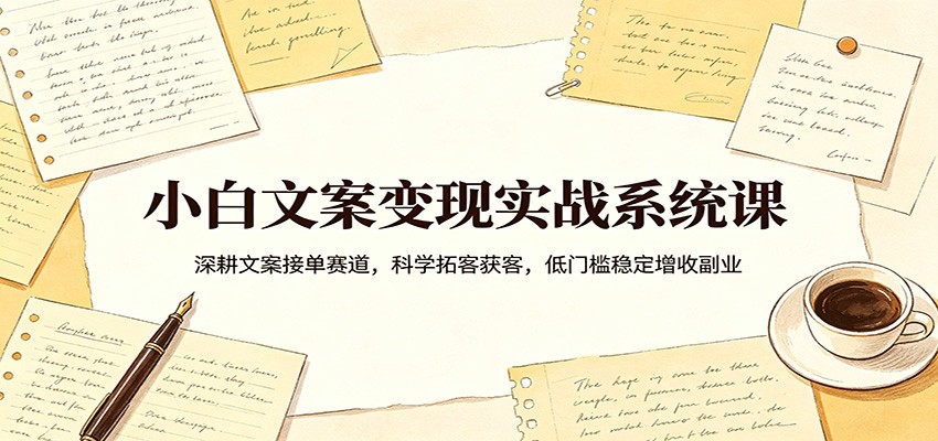 小白文案变现实战系统课：深耕文案接单赛道，科学拓客获客，低门槛稳定增收副业-小灰云创