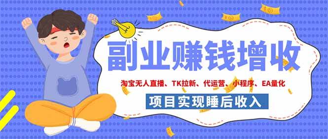（19654期）2026年多个真实落地副业项目，手把手带你搭建被动收入管道（淘宝无人直播、海外TK拉新…-小灰云创