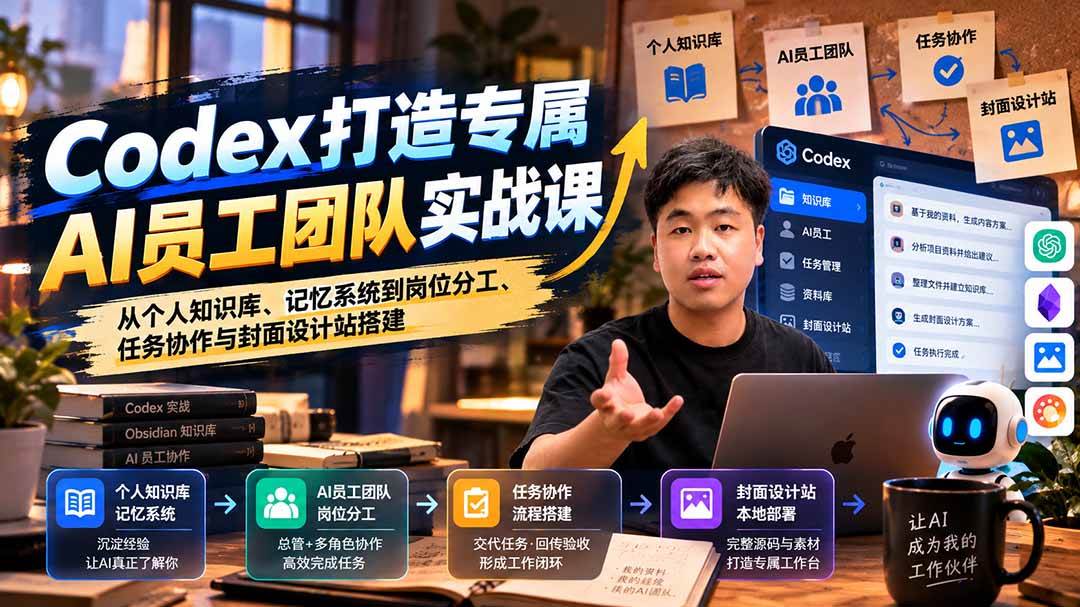 (20916期)【无水印】Codex打造专属AI员工团队实战课:从个人知识库、记忆系统到岗位分工、任务协作与封面设计站搭建-小灰云创