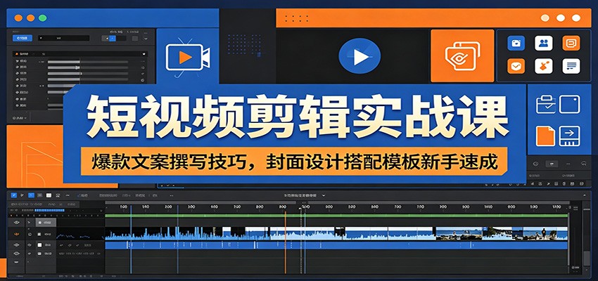 短视频剪辑实战课：爆款文案撰写技巧，封面设计搭配模板新手速成-小灰云创