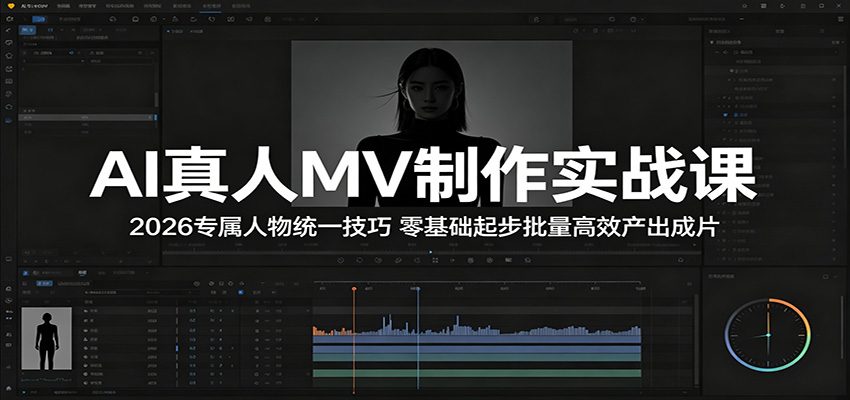 AI真人MV制作实战课：2026专属人物统一技巧，零基础起步批量高效产出成片-小灰云创