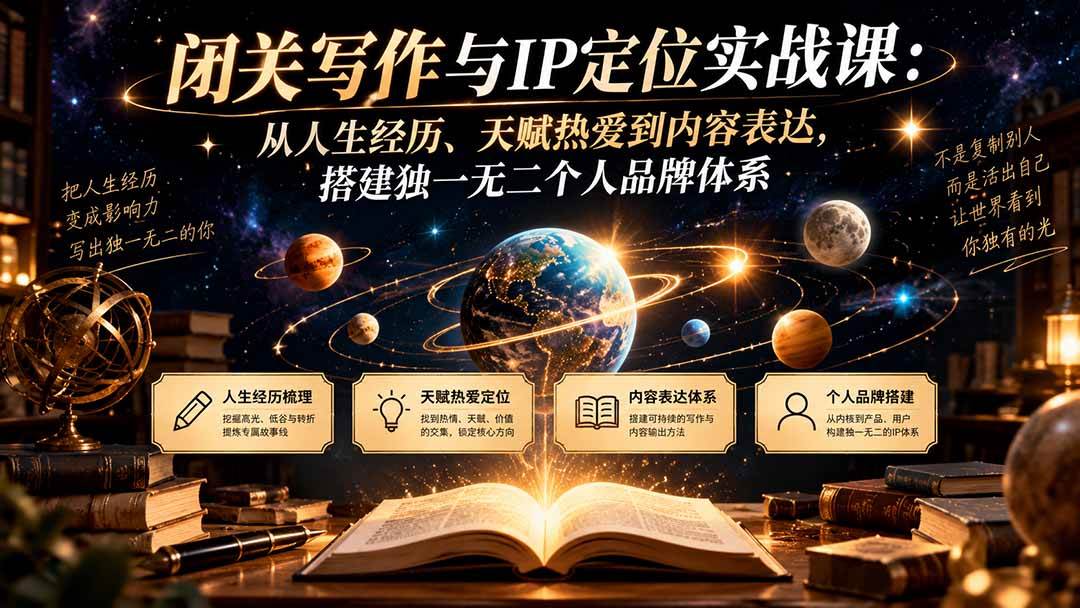 (20634期)闭关写作与IP定位实战课:从人生经历、天赋热爱到内容表达,搭建独一无二个人品牌体系-小灰云创