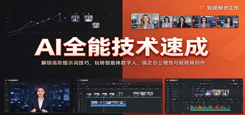 AI全能技术速成：解锁高阶提示词技巧，玩转智能体数字人，搞定办公增效与短视频创作-小灰云创