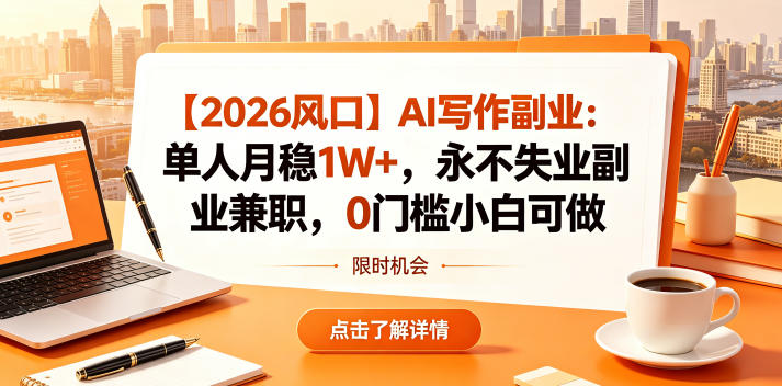 【2026风口】AI写作副业:单人月稳1W+,永不失业副业兼职,0门槛小白可做【揭秘】-小灰云创