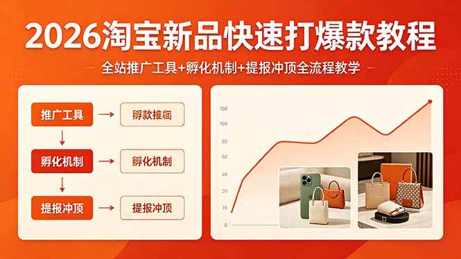 (18422期) 2026淘宝新品快速打爆款教程,全站推广工具+孵化机制+提报冲顶全流程教学-小灰云创