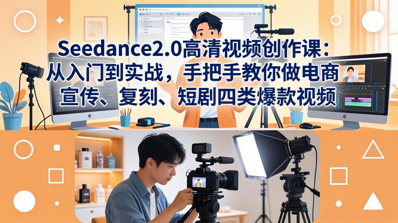 Seedance2.0高清视频创作课：从入门到实战，手把手教你做电商、宣传、复刻、短剧四类爆款视频 - 小灰云创-小灰云创